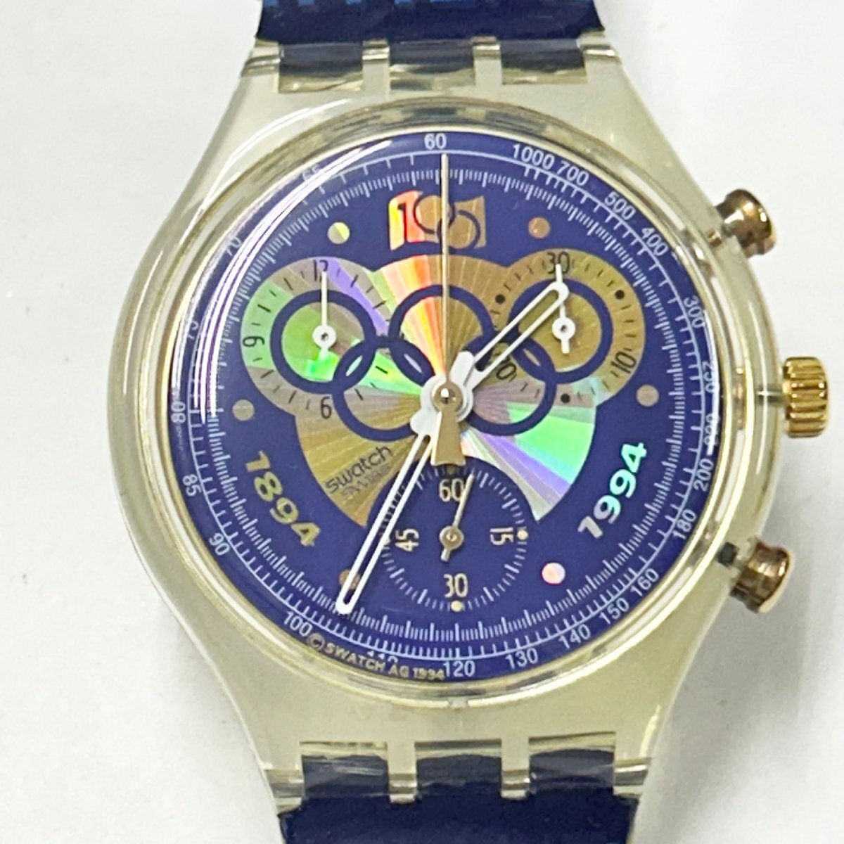 *swatch* Olympic 100 anniversary commemoration модель 1894-1994 кварц наручные часы мужской часы оттенок голубого циферблат кейс / вне с ящиком хронограф неподвижный товар 