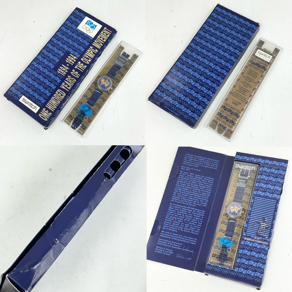 *swatch* Olympic 100 anniversary commemoration модель 1894-1994 кварц наручные часы мужской часы оттенок голубого циферблат кейс / вне с ящиком хронограф неподвижный товар 