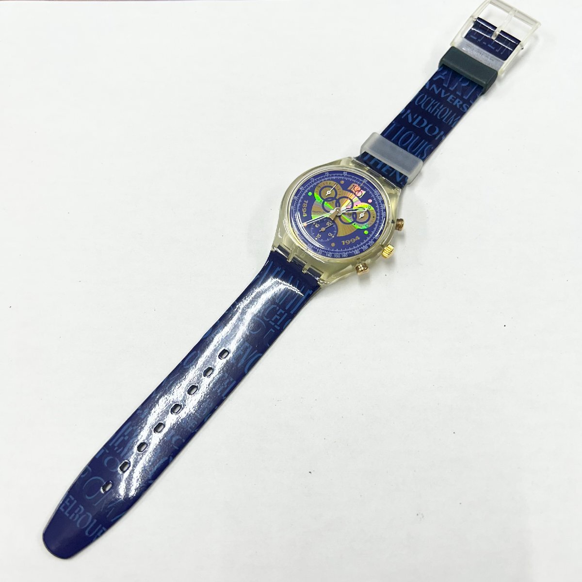 *swatch* Olympic 100 anniversary commemoration модель 1894-1994 кварц наручные часы мужской часы оттенок голубого циферблат кейс / вне с ящиком хронограф неподвижный товар 