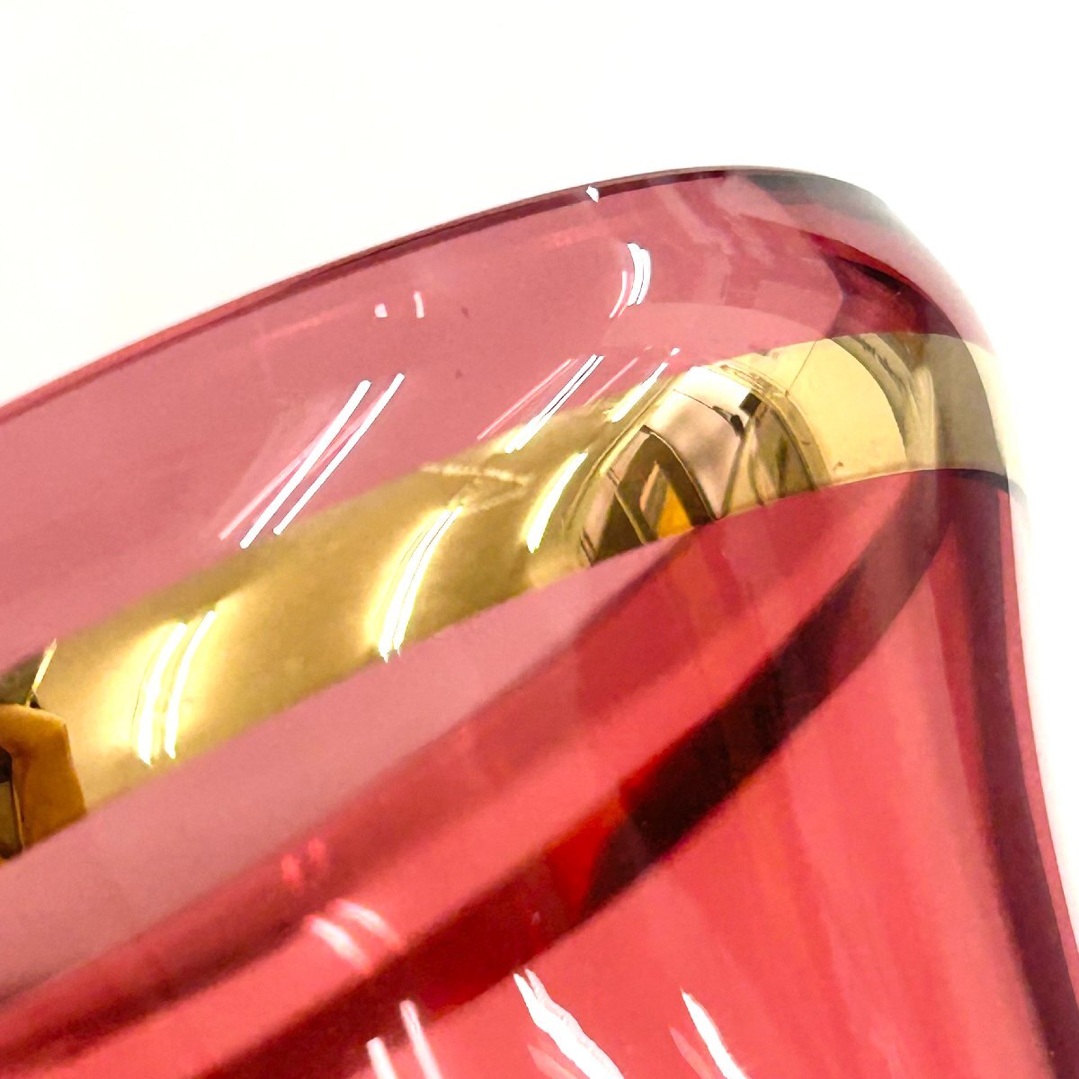 *bohemi Anne стекло Bohemian Glass* ваза цветок основа прозрачный красный цветочный принт crystal высота примерно 41 см с ящиком интерьер 