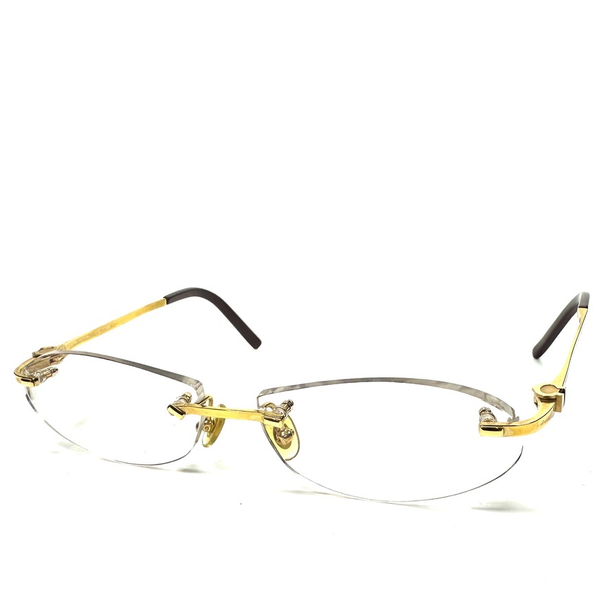 希少◇Cartier カルティエ リムレス シングルポイント メガネ サングラス Cモチーフ ヴィンテージ メンズ レディース ユニセックス