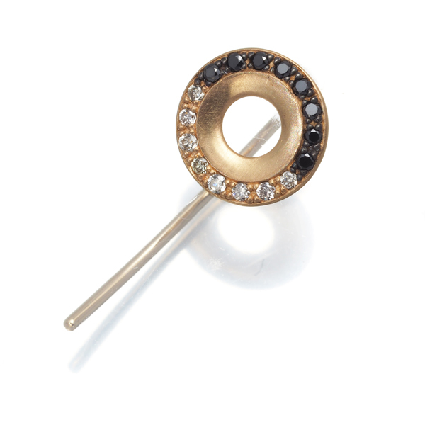 ヒロタカ ピアス ブラック&クリア ダイヤ ダイヤモンド 0.08ct Wheel of Fortune アロー 片耳 K10BLJ/GENJ 大幅値下げ品