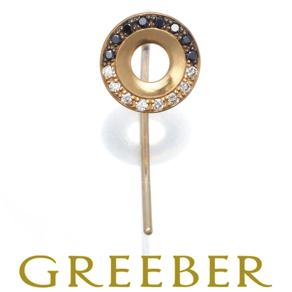 ヒロタカ ピアス ブラック&クリア ダイヤ ダイヤモンド 0.08ct Wheel of Fortune アロー 片耳 K10BLJ/GENJ 大幅値下げ品