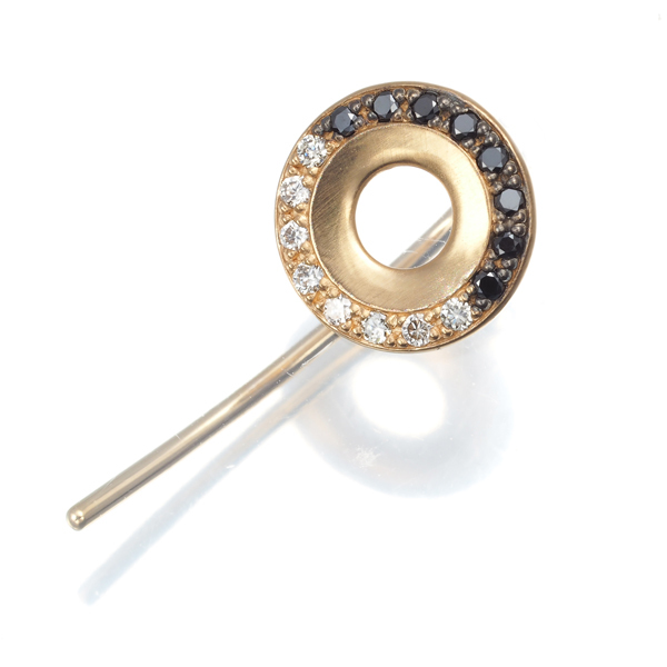 ヒロタカ ピアス ブラック&クリア ダイヤ ダイヤモンド 0.08ct Wheel of Fortune アロー 片耳 K10BLJ/GENJ 大幅値下げ品