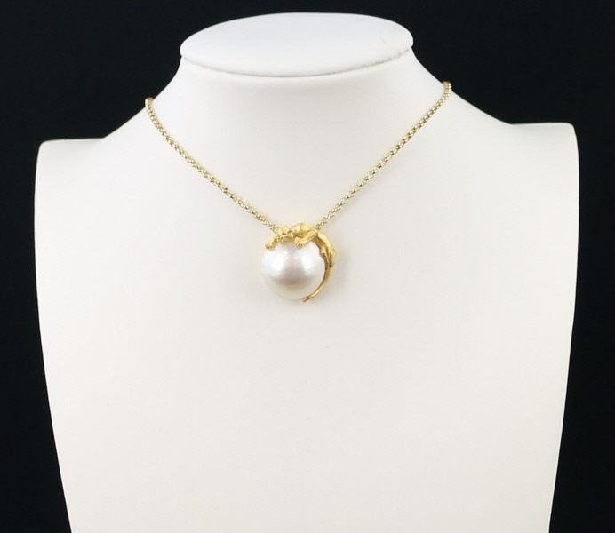 カレライカレラ ネックレス マベパール 真珠 15.5mm パンサー アニマル K18YG BLJ 大幅値下げ品