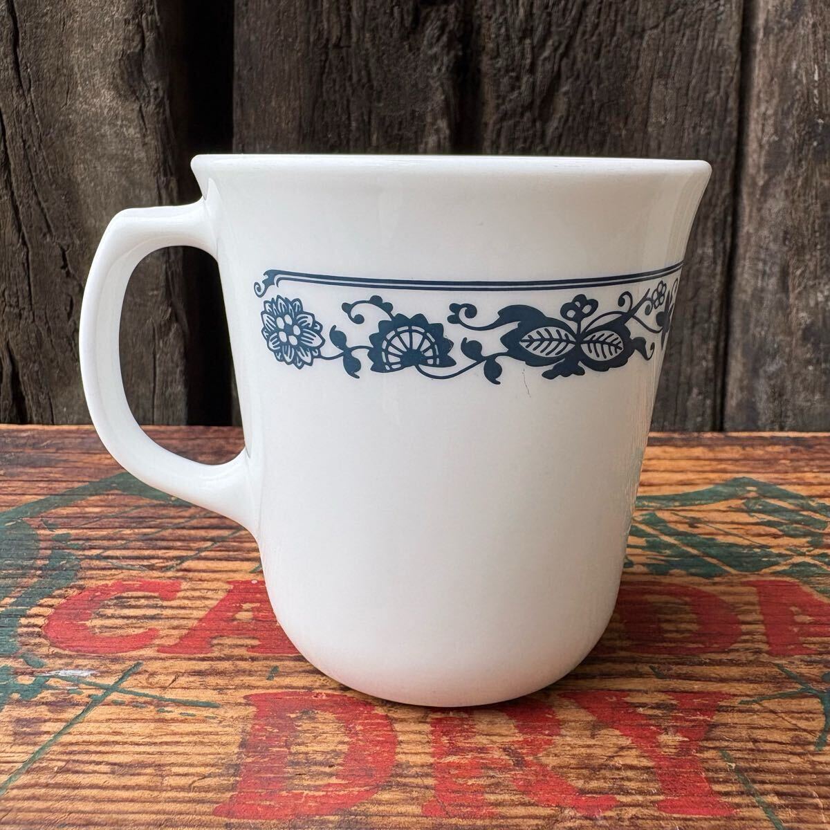 [1960s-1970s USA vintage]CORNING mugcup OLD TOWN BLUEko- человек g кружка Old Town голубой Vintage керамика 