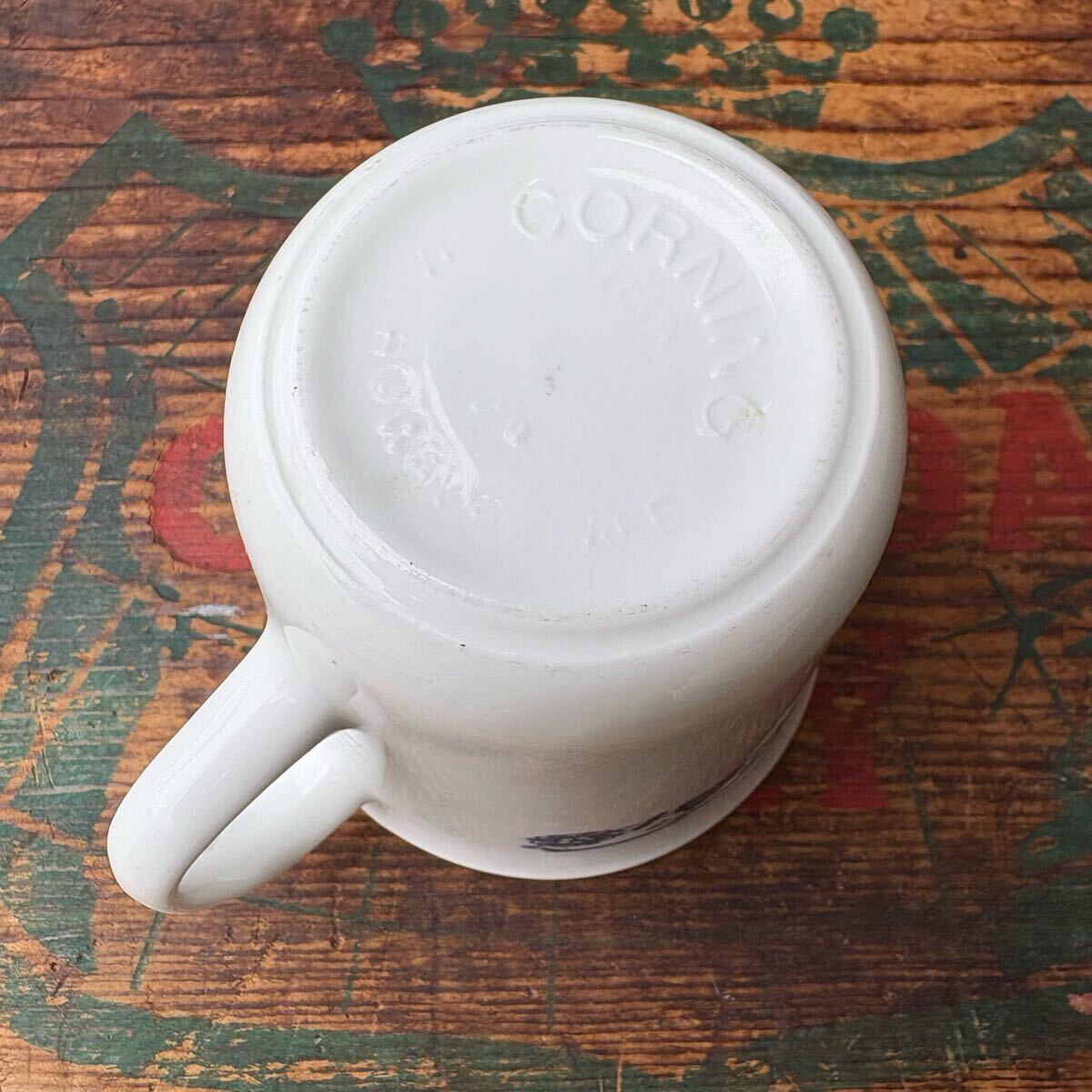 [1960s-1970s USA vintage]CORNING mugcup OLD TOWN BLUEko- человек g кружка Old Town голубой Vintage керамика 