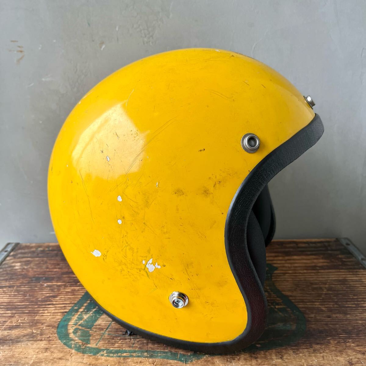 【USA vintage】Jet Helmet Yellow ジェットヘルメット　ヘルメット　アメリカ　ビンテージ