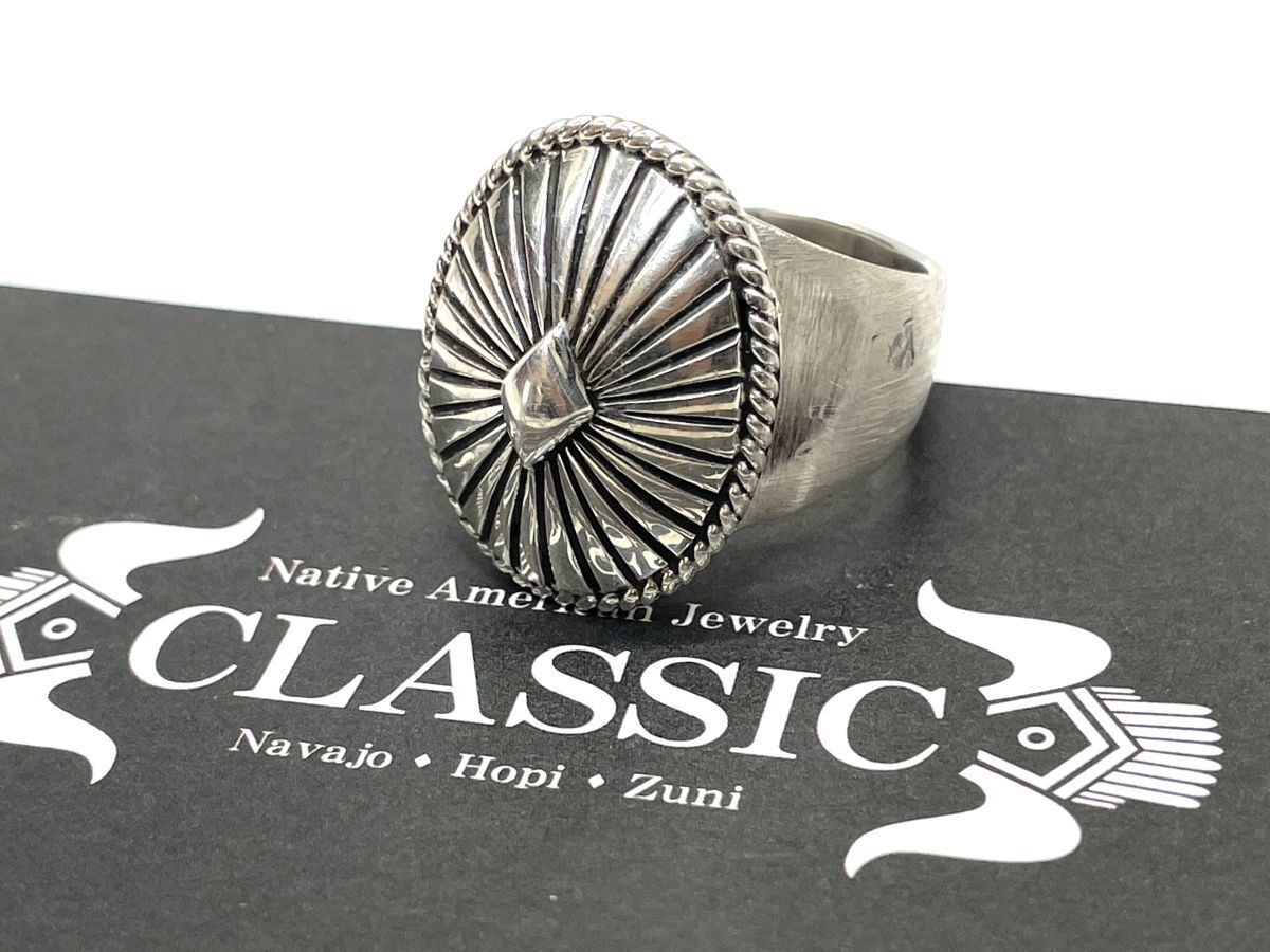 【M204】NAVAJO ナバホ族 Delbert Vandever デルバートバンデバー サンバースト シルバー リング 指輪 インディアンジュエリー 23?24號(hào) b