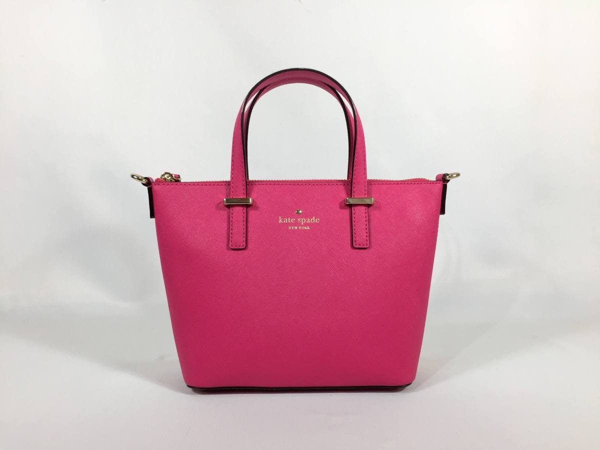  Kate Spade ручная сумочка 2way сумка на плечо кожа розовый Mini большая сумка [ превосходный товар использование незначительный ] возвращенный товар гарантия 