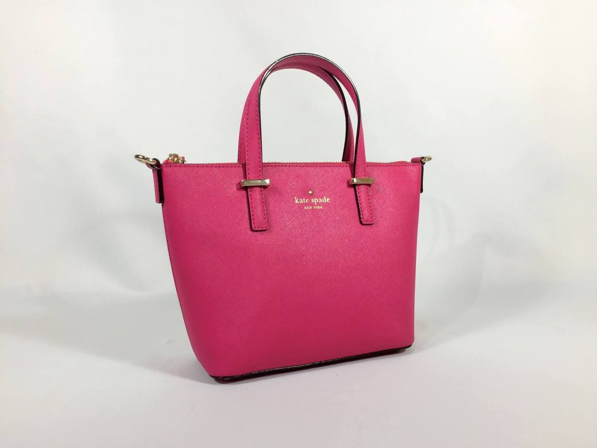  Kate Spade ручная сумочка 2way сумка на плечо кожа розовый Mini большая сумка [ превосходный товар использование незначительный ] возвращенный товар гарантия 