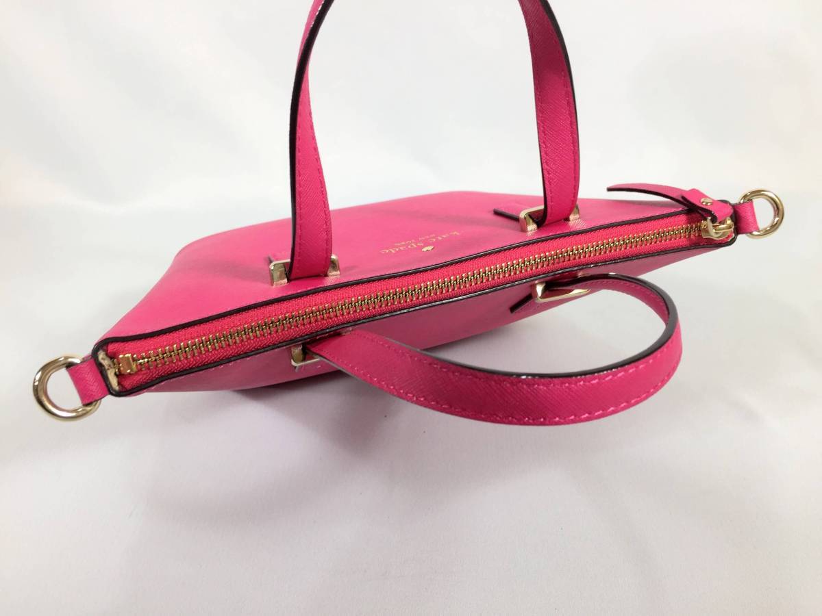  Kate Spade ручная сумочка 2way сумка на плечо кожа розовый Mini большая сумка [ превосходный товар использование незначительный ] возвращенный товар гарантия 