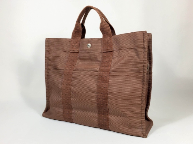 エルメス トートバッグ エールライン MM キャンバス ブラウン 茶 【人気 美品】 返品保証