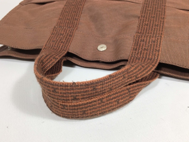 エルメス トートバッグ エールライン MM キャンバス ブラウン 茶 【人気 美品】 返品保証