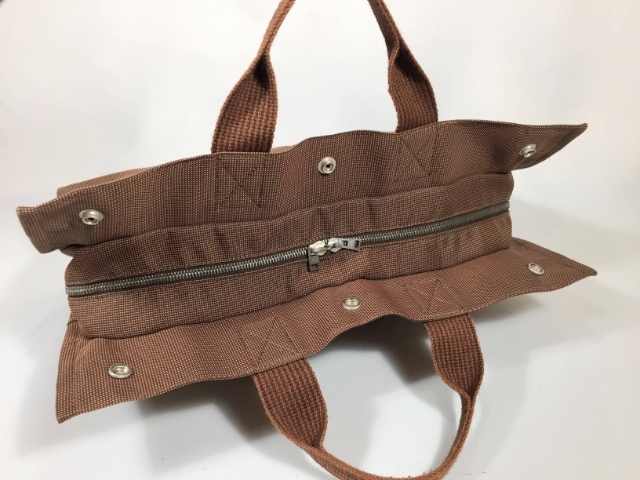 エルメス トートバッグ エールライン MM キャンバス ブラウン 茶 【人気 美品】 返品保証