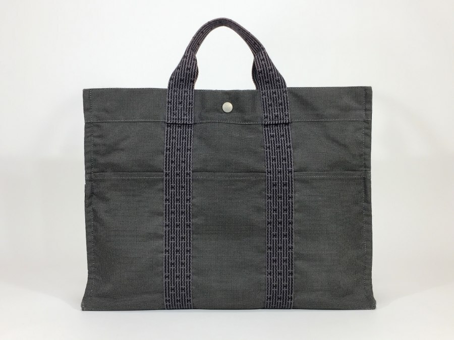 エルメス トートバッグ エールライン MM キャンバス グレー 【人気 美品】 返品保証