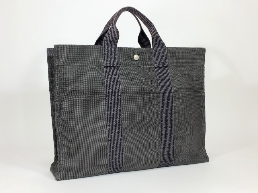 エルメス トートバッグ エールライン MM キャンバス グレー 【人気 美品】 返品保証