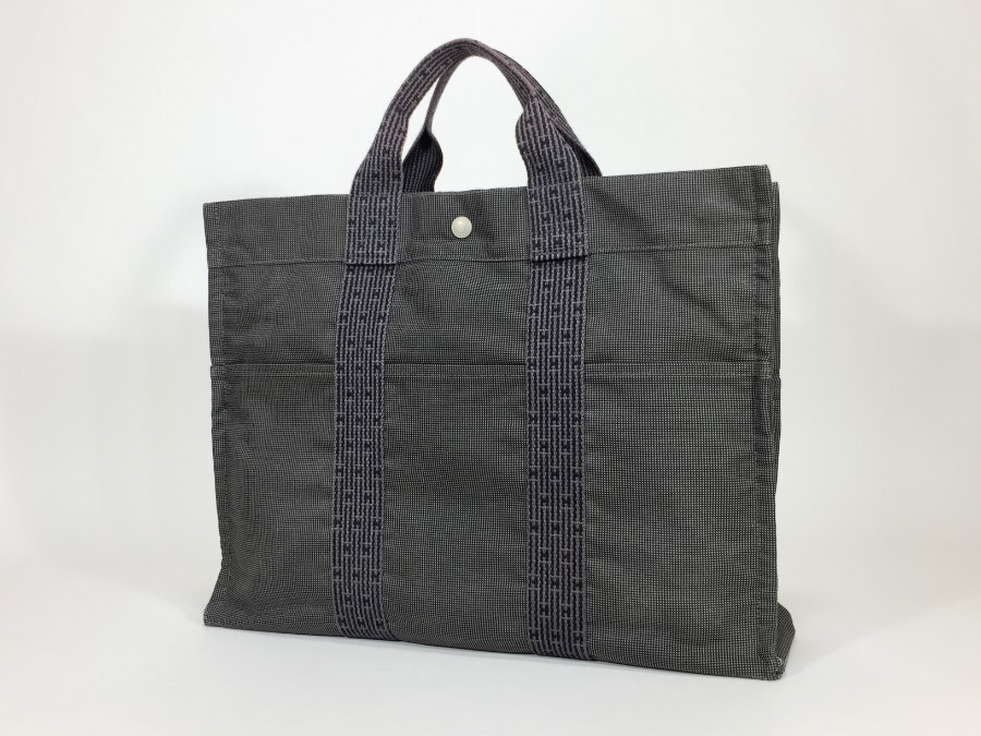 エルメス トートバッグ エールライン MM キャンバス グレー 【人気 美品】 返品保証