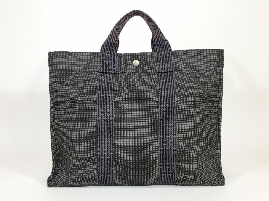 エルメス トートバッグ エールライン MM キャンバス グレー 【人気 美品】 返品保証
