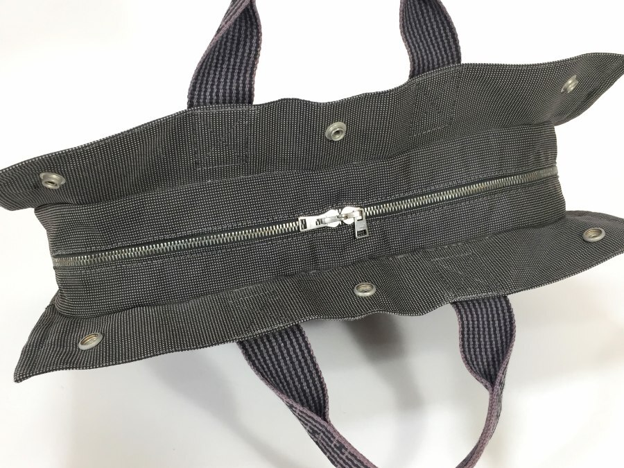 エルメス トートバッグ エールライン MM キャンバス グレー 【人気 美品】 返品保証