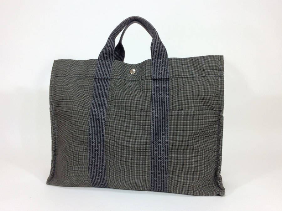 エルメス トートバッグ エールライン MM キャンバス グレー 【人気 美品】 返品保証