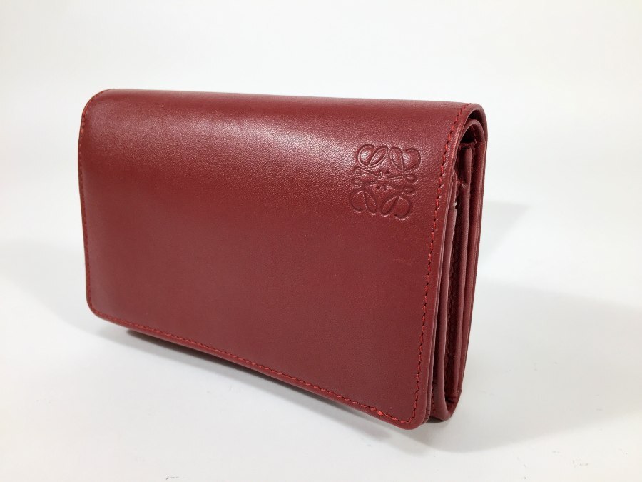 ロエベ 財布 二つ折り レザー ボルドー 【極美品 使用わずか】 返品保証