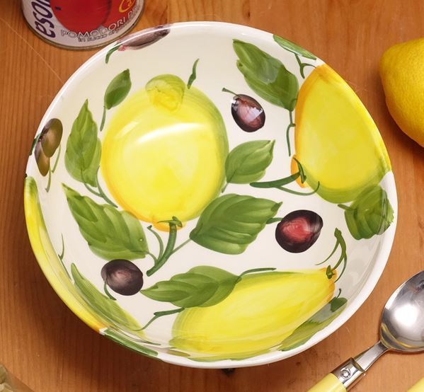 イタリア制 輸入雑貨 深皿 ボウル レモン リビングスタジオ 直輸入 プレート サラダ パスタ ハンドペイント 姫系 BRE-1768-20LE 送料無(wú)料
