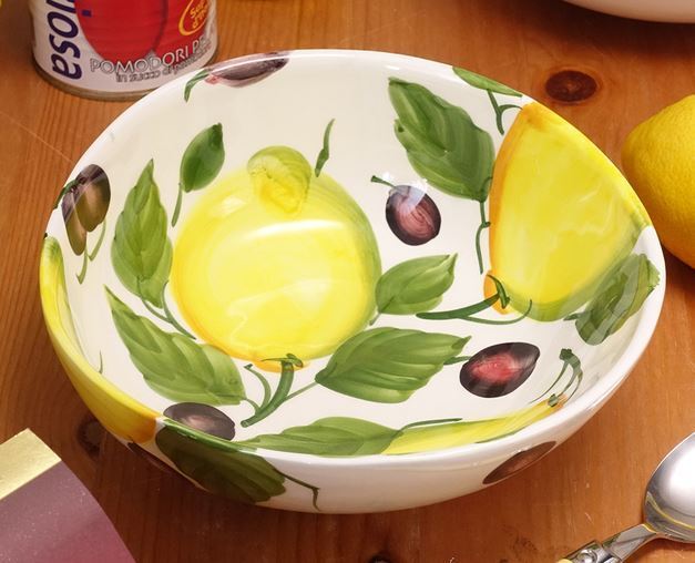 イタリア制 輸入雑貨 深皿 ボウル レモン リビングスタジオ 直輸入 プレート サラダ パスタ ハンドペイント 姫系 BRE-1768-20LE 送料無(wú)料