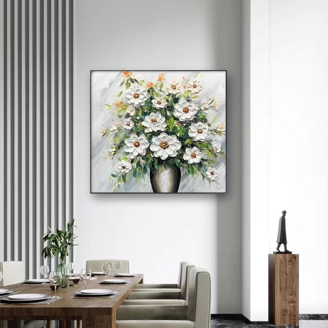極美品☆純粋な手描きの絵画 花 応接間掛画 玄関飾り 廊下壁画