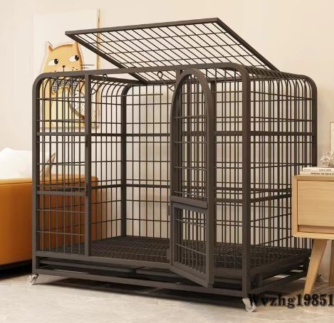 犬用ケージ角管ケージ大型犬用太めペットケージシャーシ付き金毛ラブラドール家庭用犬用大空間