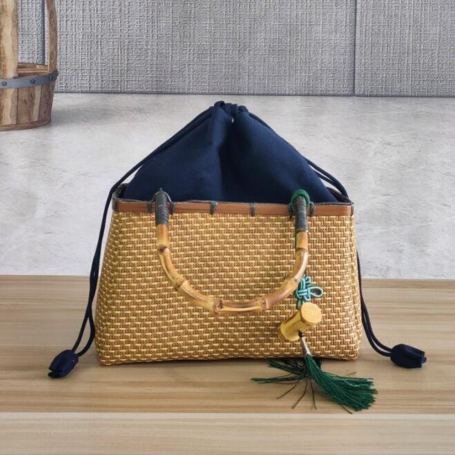大好評☆茶道具*手作り 藤編 収納籃 収納ボックス 茶道具 手提げかご