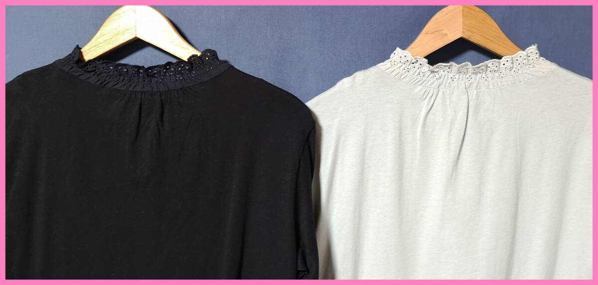 ＴＳＥＴ‐６４２☆春秋☆サンプル品☆送料込み☆即決☆Ｔシャツ素材☆色違い☆２枚セット☆Ｍ～Ｌサイズ☆Tシャツ☆黒とライトグリーン系