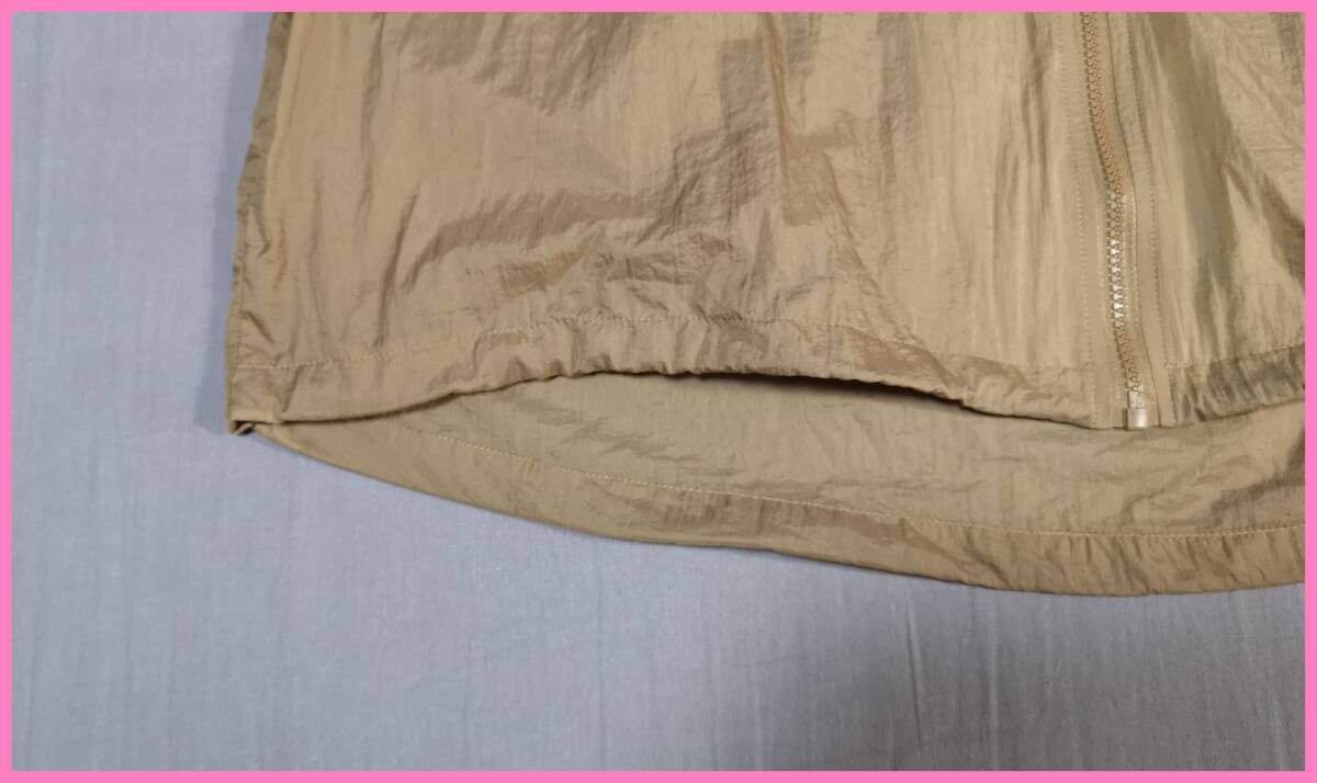 ＪＫＴ‐１１４‐４☆春秋☆サンプル品☆送料込み☆即決☆ナチュラル系☆薄手のナイロン☆Ｍ～Ｌ☆ジャケット☆ブラウン系☆ゴム☆フード