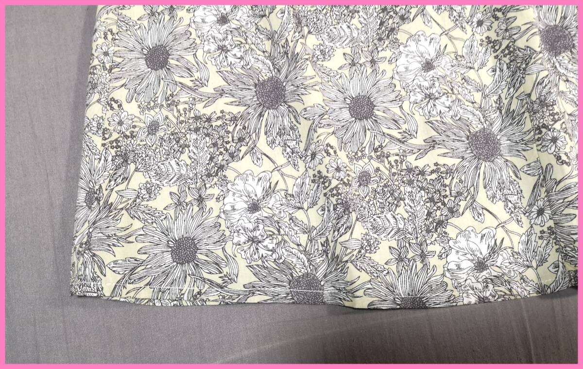WH‐４１６‐２☆春秋☆新品☆送料込み☆即決☆ナチュラル系☆薄手のインド綿☆ワンピース☆Ｍ～Ｌサイズ☆グレー系☆植物柄