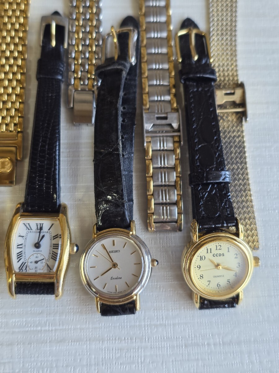 【1円スタート】ゴールドカラー 12點(diǎn)セット クォーツと機(jī)械式 不動(dòng)品 レディース アクセサリー まとめ売り 腕時(shí)計(jì)