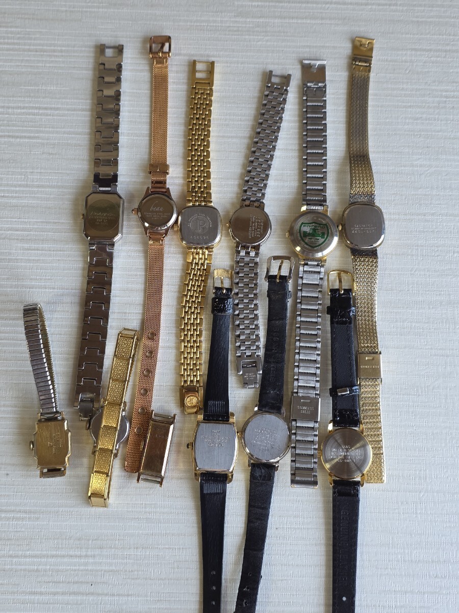 【1円スタート】ゴールドカラー 12點(diǎn)セット クォーツと機(jī)械式 不動(dòng)品 レディース アクセサリー まとめ売り 腕時(shí)計(jì)