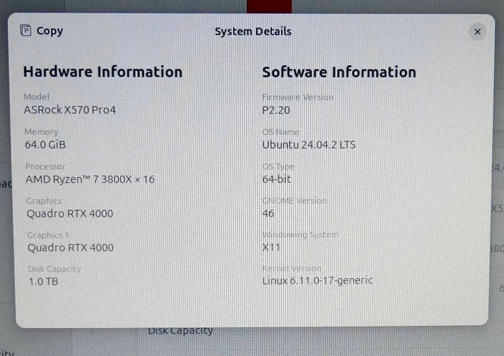  собственное производство PC NVIDIA Quadro RTX4000(2) CPU AMD Ryzen7 3800X память 64GB SSD1TB источник питания 1050W Thermaltake б/у б/у товар Ubuntu S2504-6913