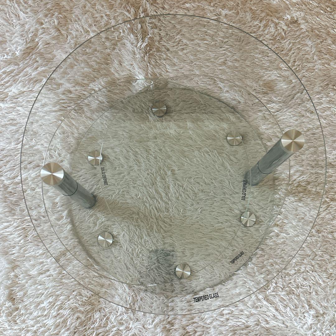 ミッドセンチュリー スペースエイジ ラウンドテーブル 強化ガラス