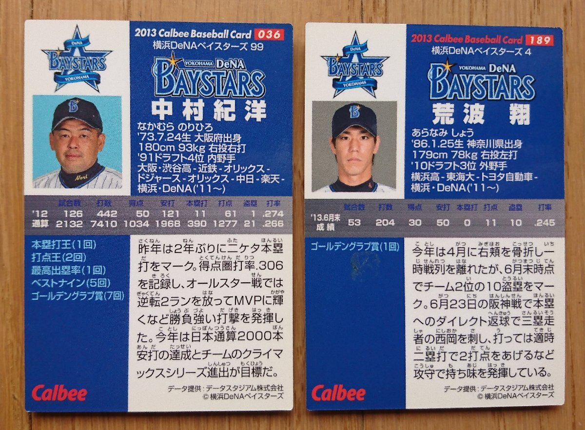 [ карта * Calbee 2013 год ] Nakamura ..036 /. волна sho 189 * царапина есть итого 2 шт. комплект Yokohama DeNA Bay Star z Calbee Professional Baseball chip s