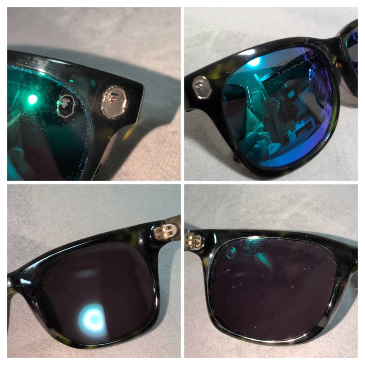 【★未使用品★】A BATHING APE　アベイシングエイプ　サングラス　ミラーレンズ　メンズ　カモフラ　サルカモ 緑　未使用　56□19　145