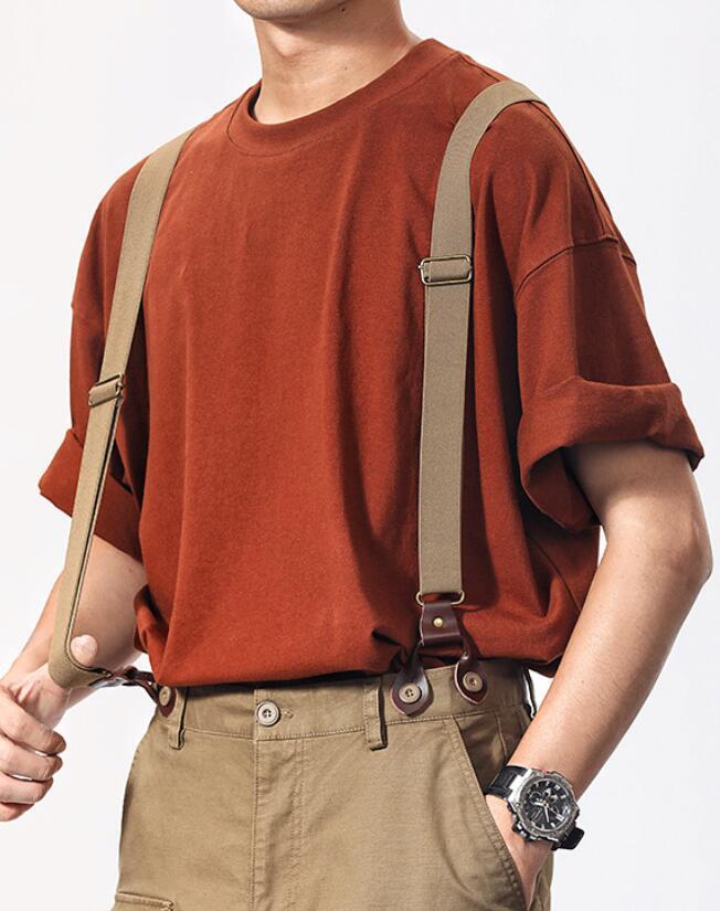  新入荷メンズ ミリタリーヴィンテージ復(fù)刻スタイル コットン サスペンダーオーバーパンツチノサスペンダー付き 2XL