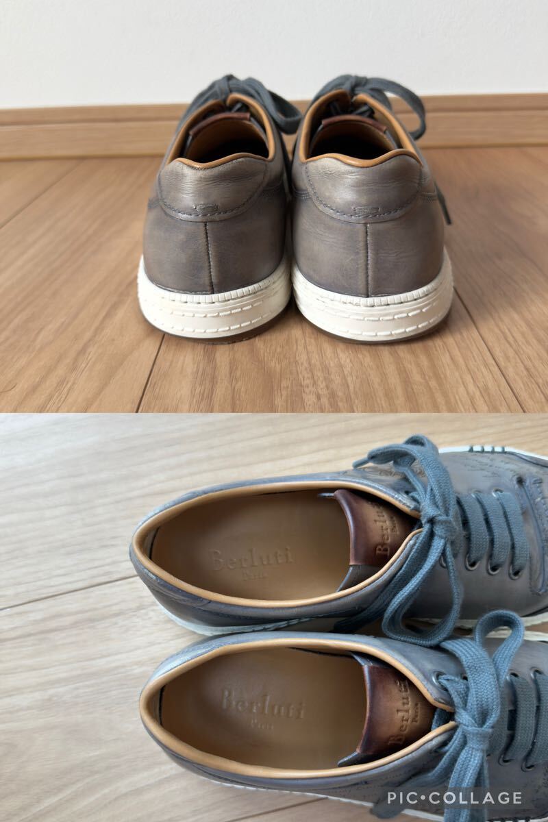  ограничение обычная цена 25.1 десять тысяч иен Berluti Play время kali graph .-sklito кожа спортивные туфли 6.5 серый pa чай n low cut стандартный товар 