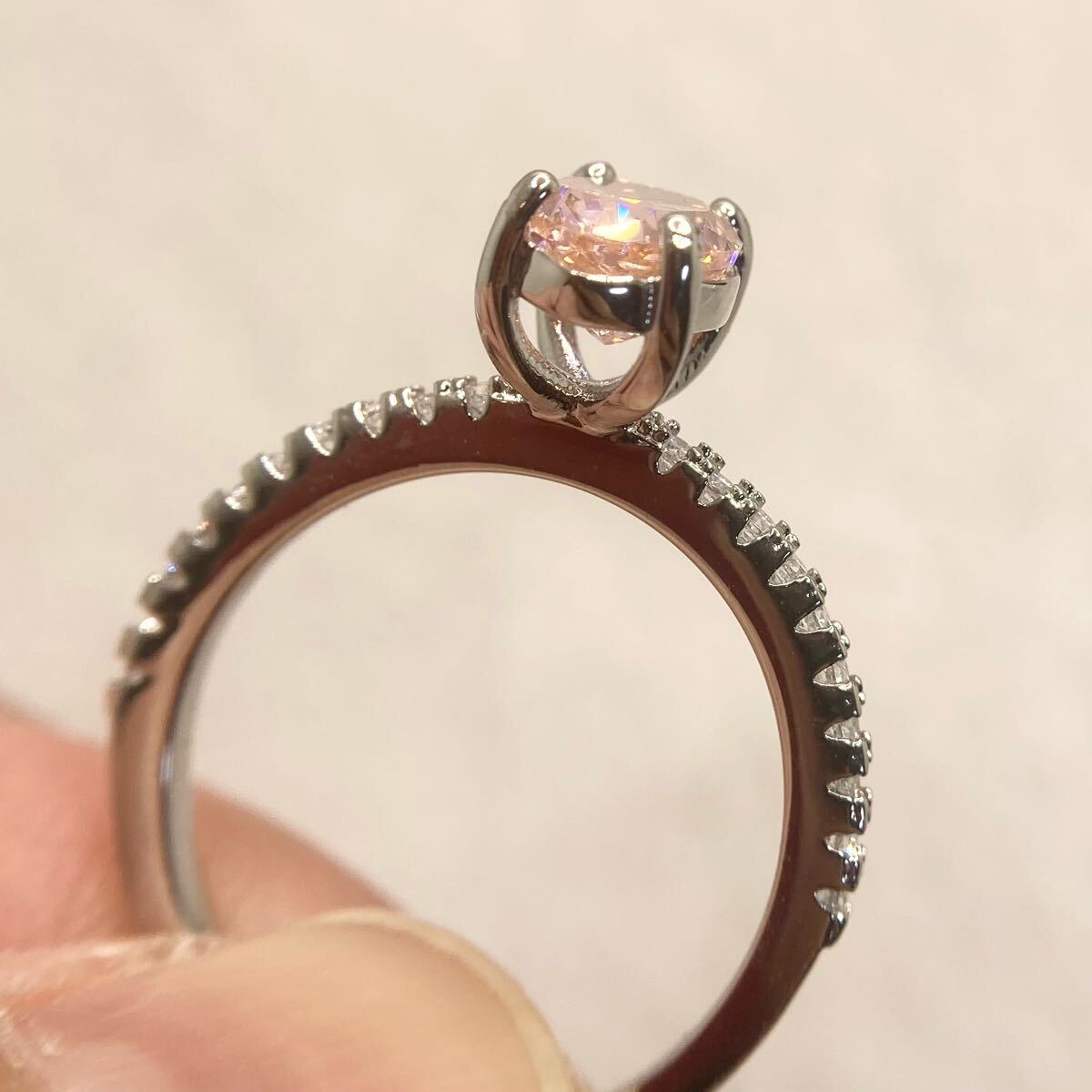 11号★ピンクトパーズとホワイトトパーズの華奢デザインエレガントリング★レディース指輪シルバーアクセサリーカラーストーン新品宝石Y-R_画像3