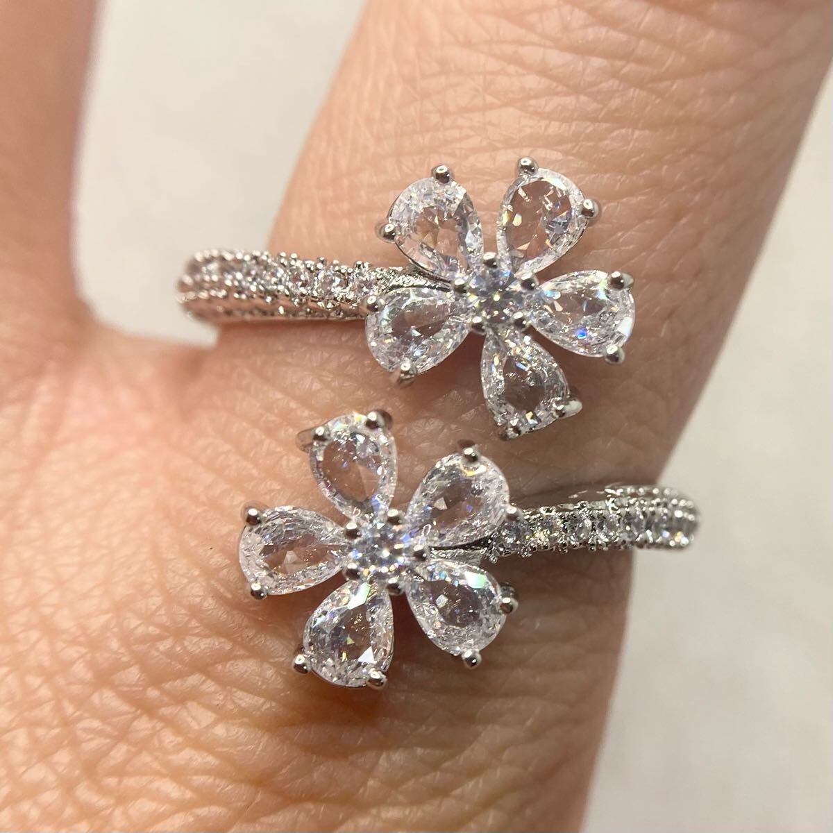 19号20号★ホワイトトパーズのお花デザインリング★レディース指輪シルバーアクセサリーキュービックジルコニア新品宝石Y-RSHOP卸売ring_画像4