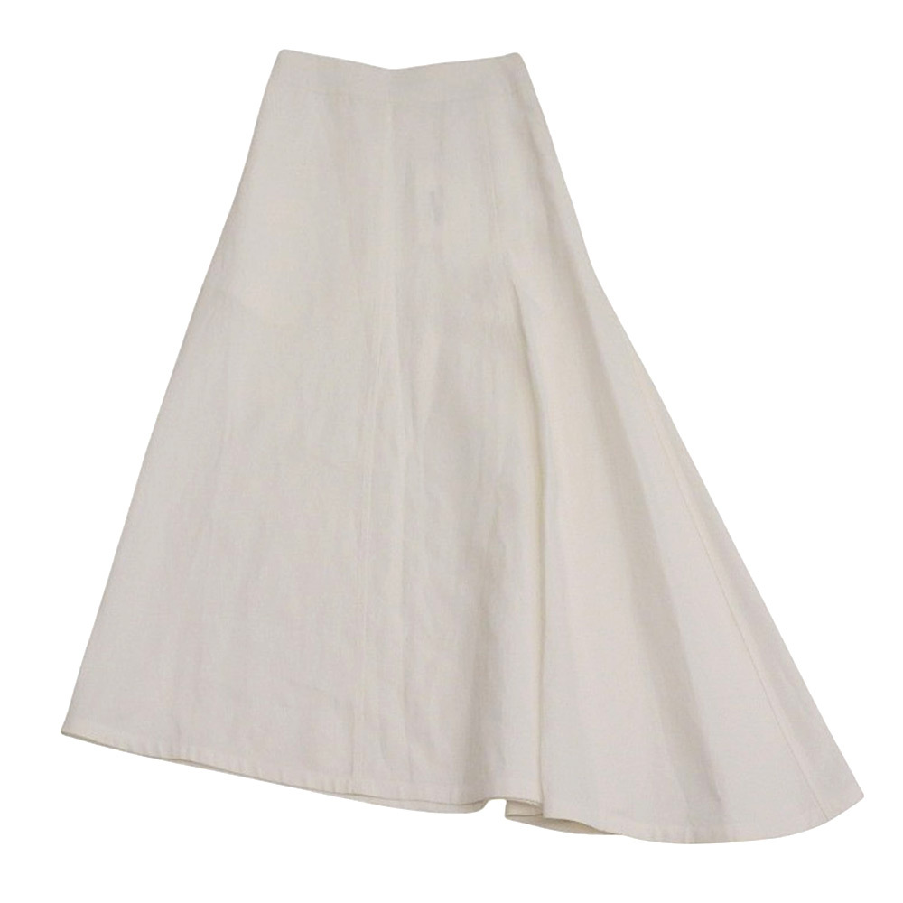 新品同様 JIL SANDER ジルサンダー リネン ミディ フレア スカート レディース ホワイト 30 22年 J01MA0006