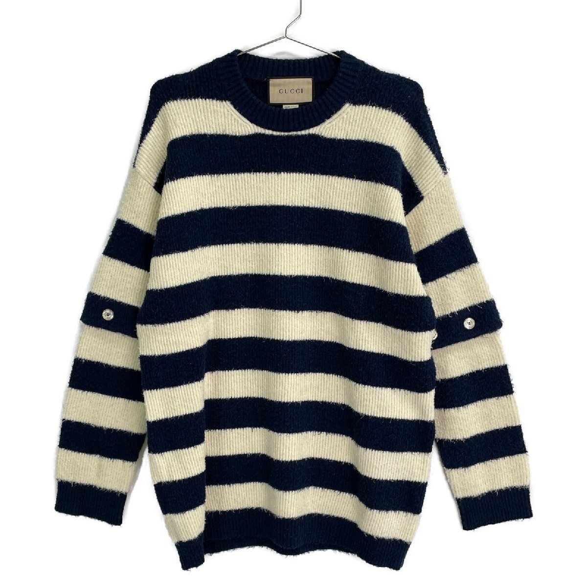 GUCCI グッチ 742803 ネイビー×ホワイト ストライプ プルオーバー ネイビー×ホワイト S トップス コットン メンズ 中古