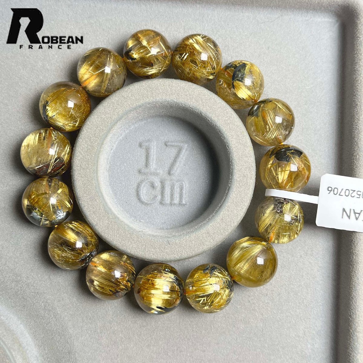 上級EU制 定価131萬円★ROBEAN?太陽花タイチンルチル★黃金針?biāo)?金運(yùn) 開運(yùn) ゴールド ブレスレット パワーストーン 13.8-14.8mm K0520706