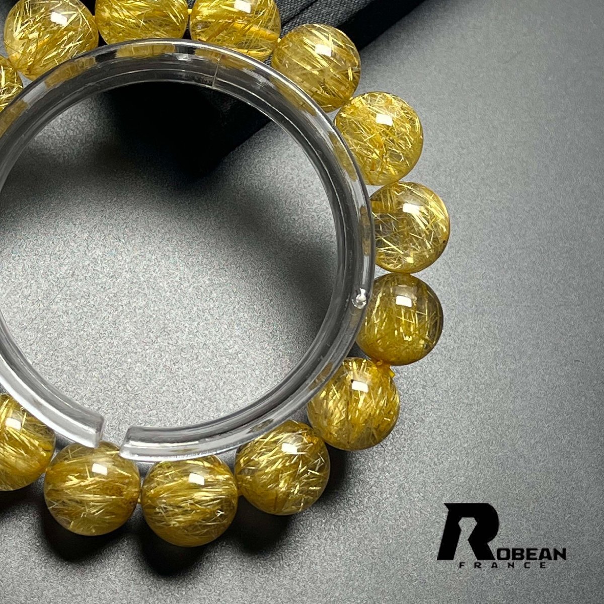  замечательная вещь EU производства обычная цена 115 десять тысяч иен *ROBEAN* высшее! высшее полный игла рутил кварц * браслет Power Stone натуральный камень удача в деньгах амулет 13.3-13.8mm K0602732