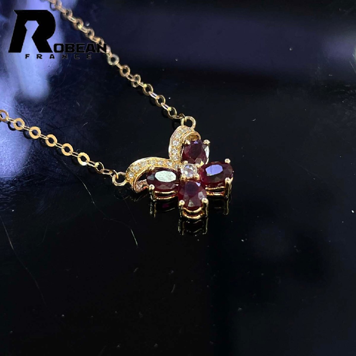 ..EU производства обычная цена 76 десять тысяч иен *ROBEAN* рубин * колье * Power Stone натуральный камень красивый белый сапфир имеется K18(18 золотой )00117946