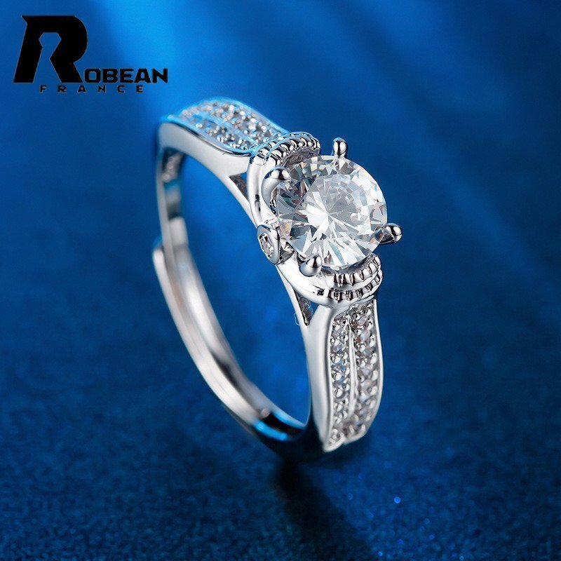 貴重 EU制 定価9萬円★ROBEAN?人工ダイヤモンド?リング★s925 シルバー 合成ダイヤモンド 綺麗 オシャレ レディース MR83659040